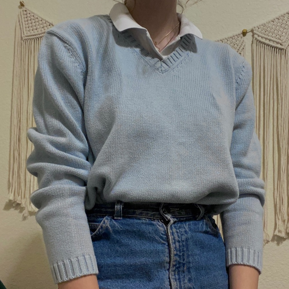 preppy blue sweater